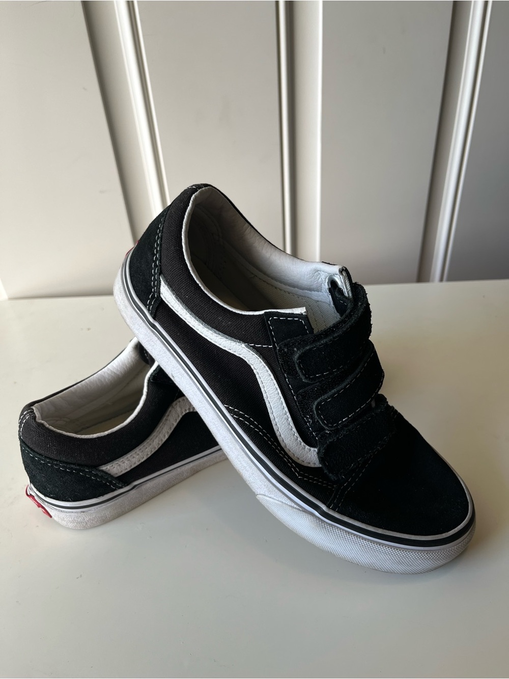 Vans Black and White Velcro Skate Sneakers